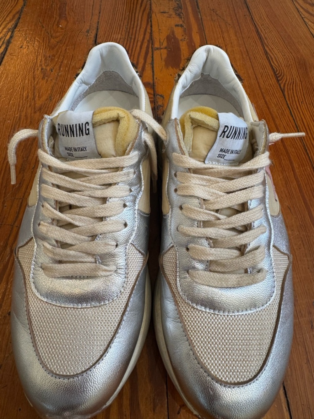 Golden Goose Women's Metallic Silver Fashion Running Sole  with Pink Star Accent - Picture 6 of 8